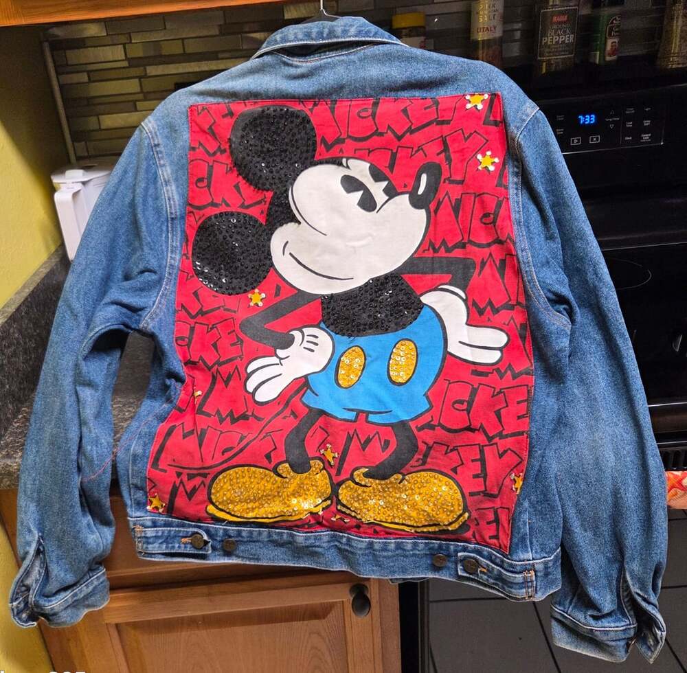 Vintage Mickey & Co. by J.G. Hook Mickey Mouse Sequin Denim Jean Jacket Size M